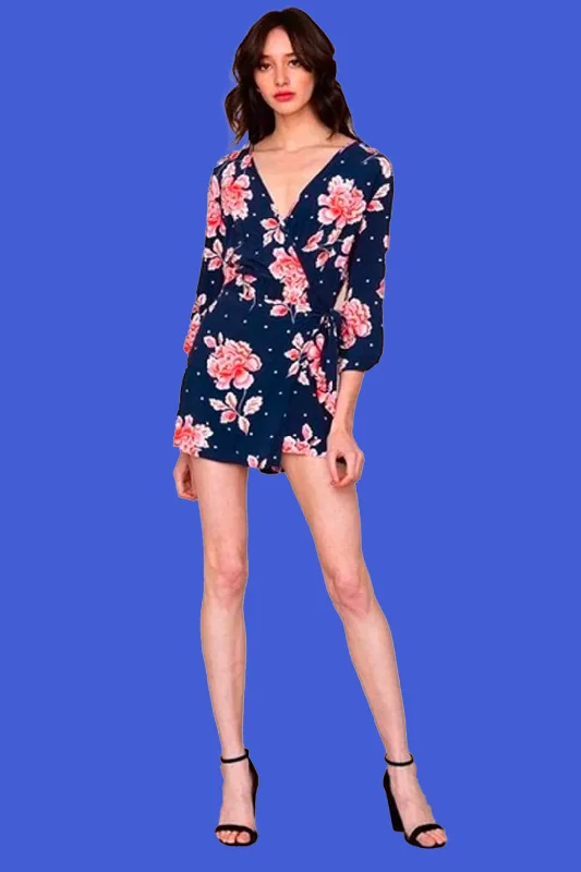 In The Moment Romper - Navy Floral