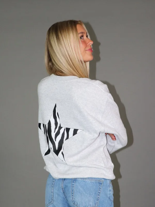 ZEBRA STAR SWEAT (rygprint) - GRÅ