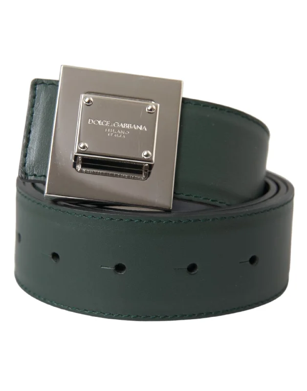 Dolce & Gabbana  Calf Leather Square Metal Buckle Women's Belt (Pre-Owned)