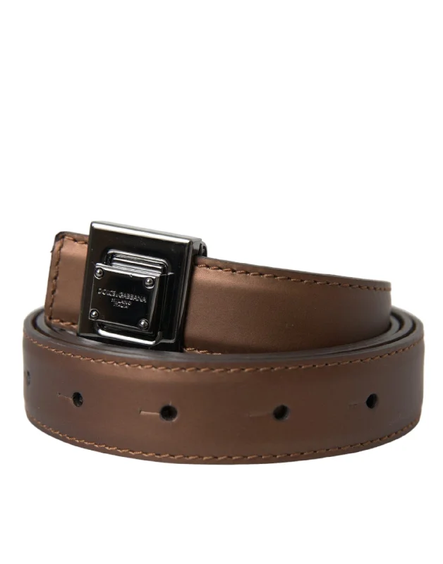 Dolce & Gabbana  Leather Square Metal Buckle Women's Belt