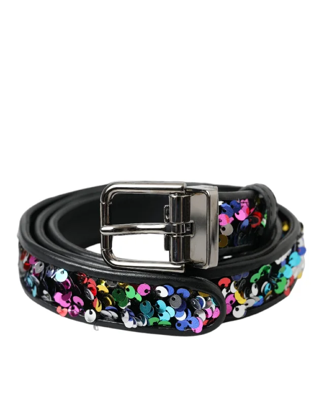 Dolce & Gabbana  Sequined  Metal Buckle Women Women's Belt