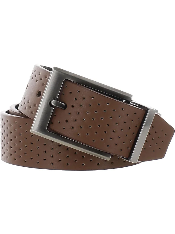 Mens Faux Leather Perforated Reversible Belt