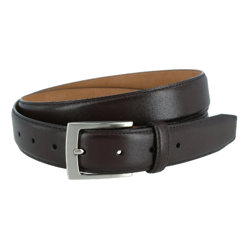 Stitched Feathered Edge Leather Belt