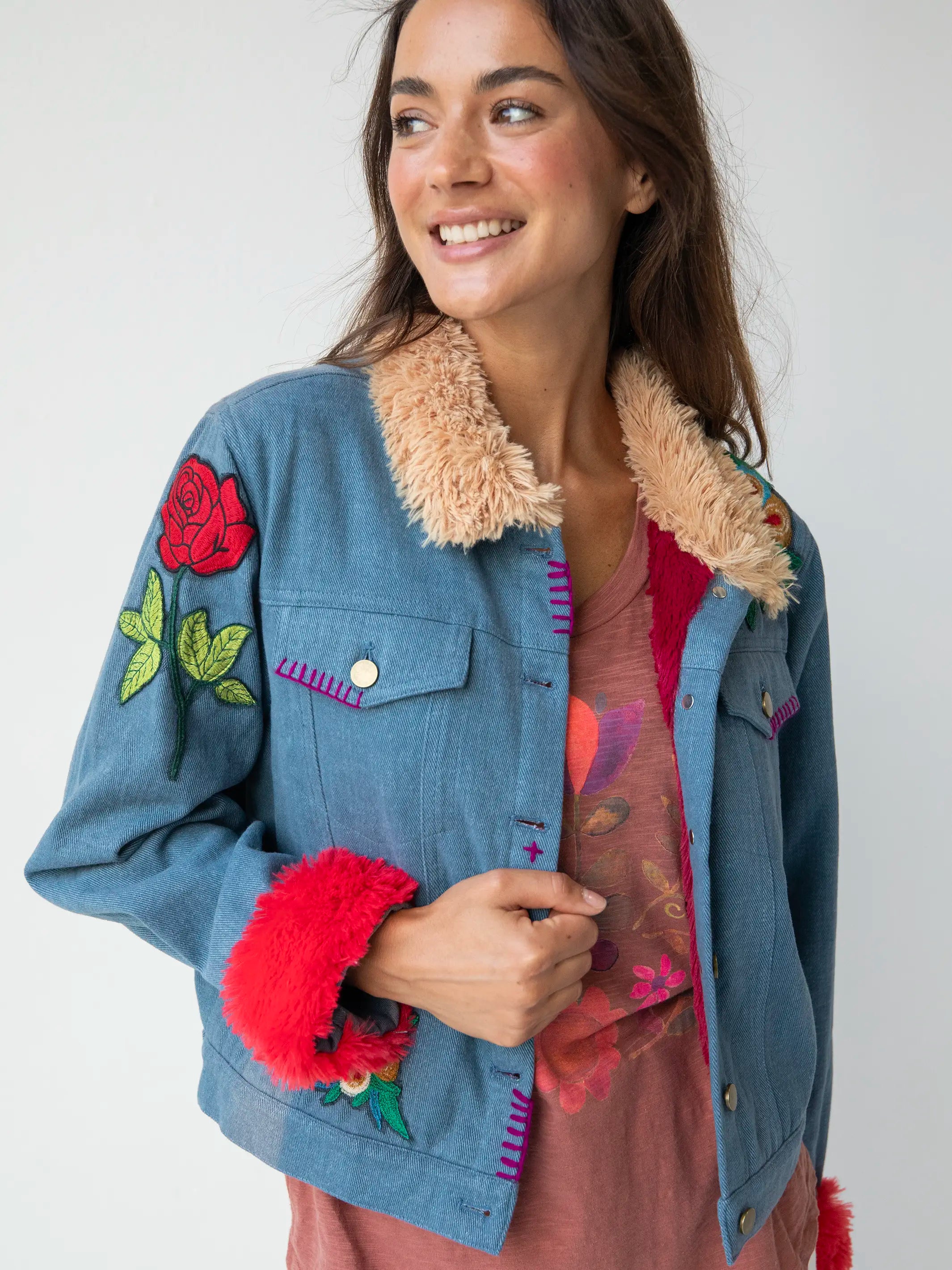 Tara Embellished Jacket - Denim