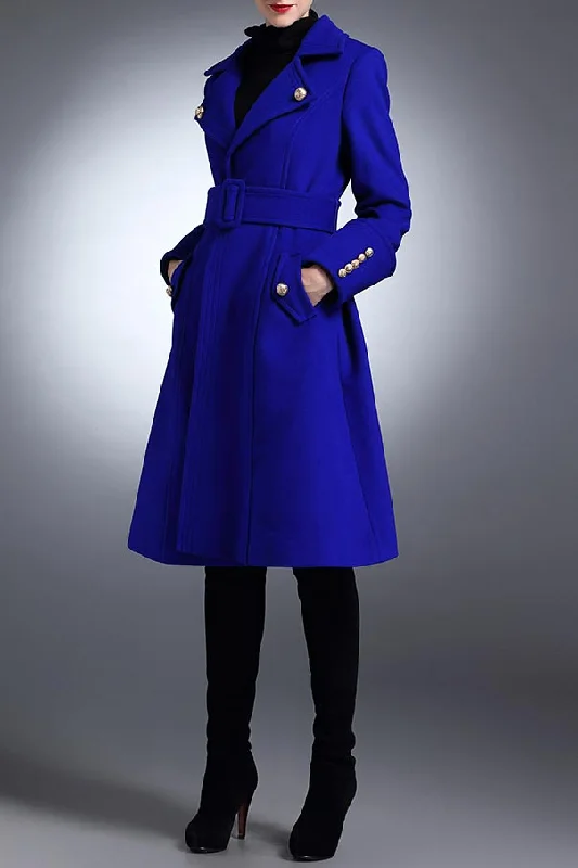 Andrea Royal Blue Winter Wool Coat