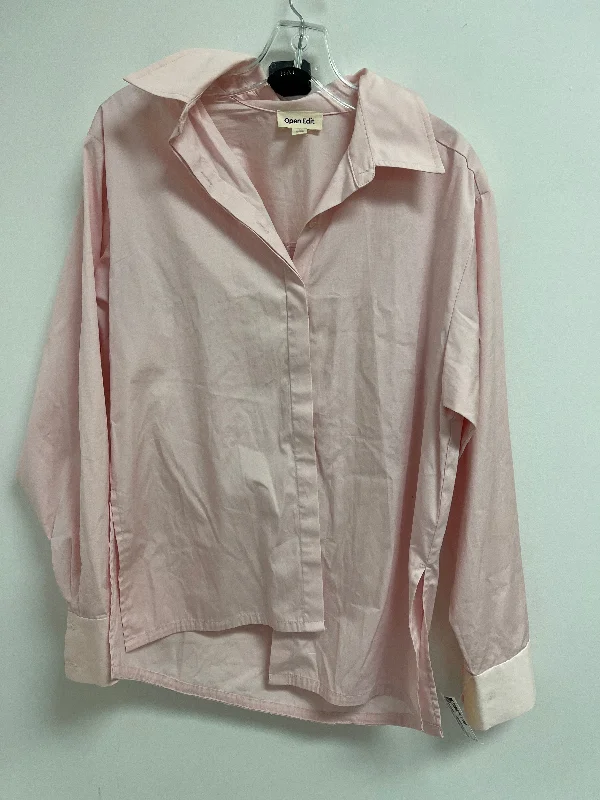 Top Long Sleeve By Open Edit In Pink, Size: M