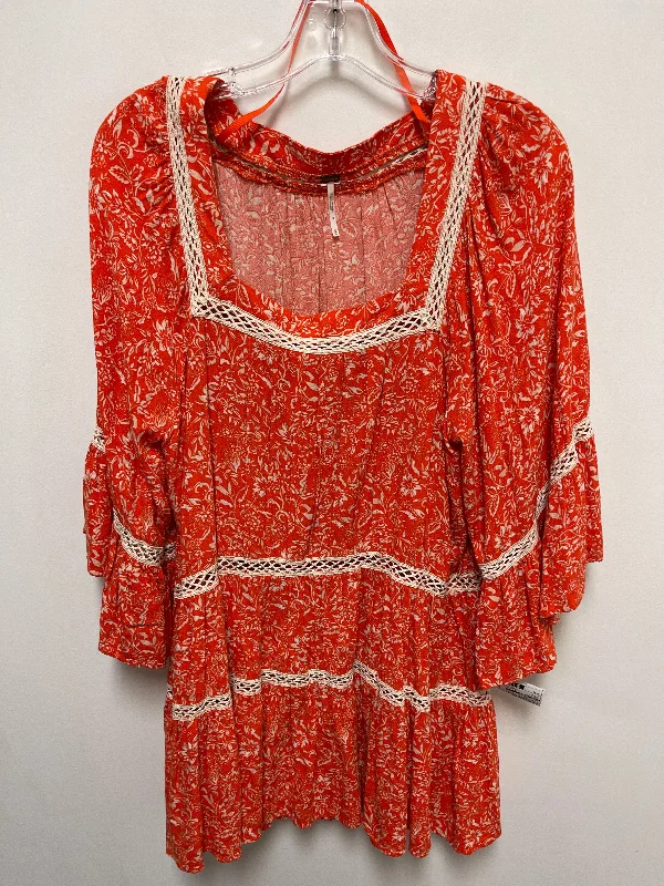 Tunic Long Sleeve By Free People In Orange, Size: M