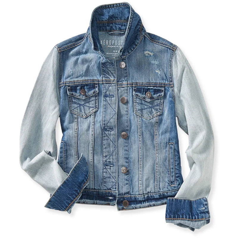 Aeropostale Womens Classic Cropped Denim Vest, Blue, X-Small