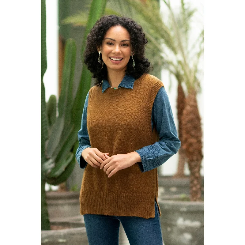 Novica Handmade Caramel Baby Sweater Vest