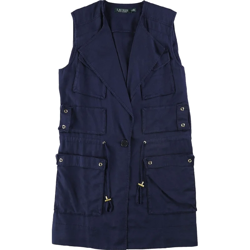 Ralph Lauren Womens Twill Outerwear Vest, Blue, Small