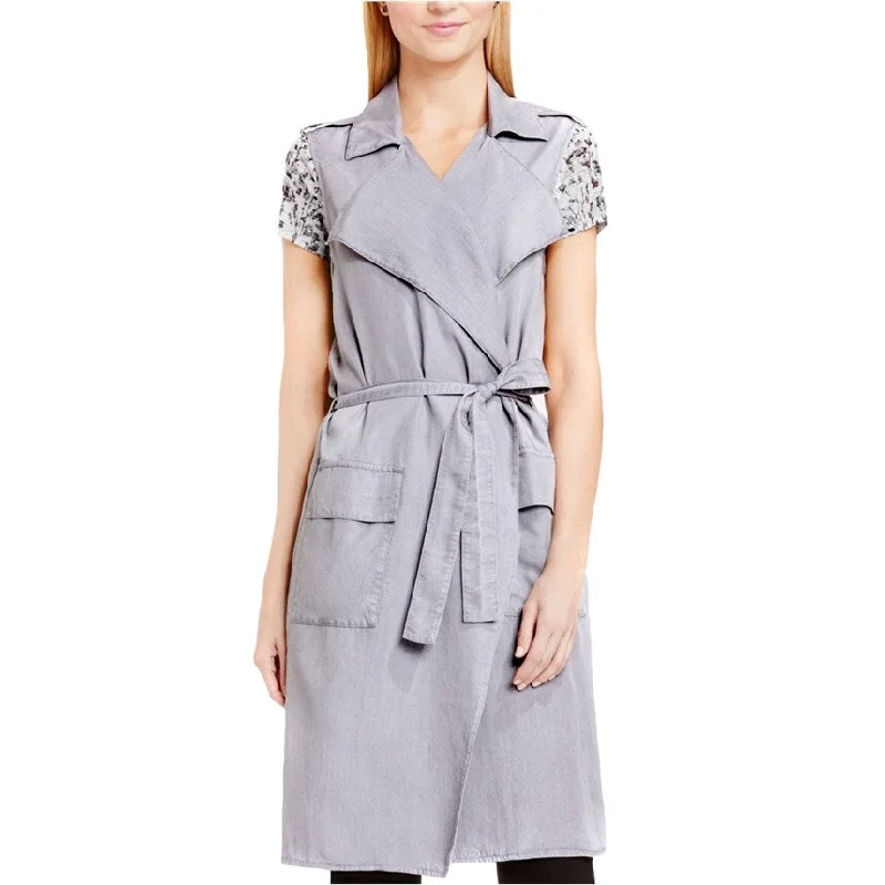 Vince Camuto Womens Belted Fashion Vest, Grey, Large